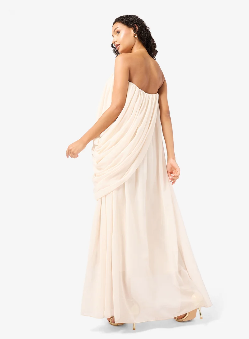 Ginger Bandeau Draped Maxi Dress
